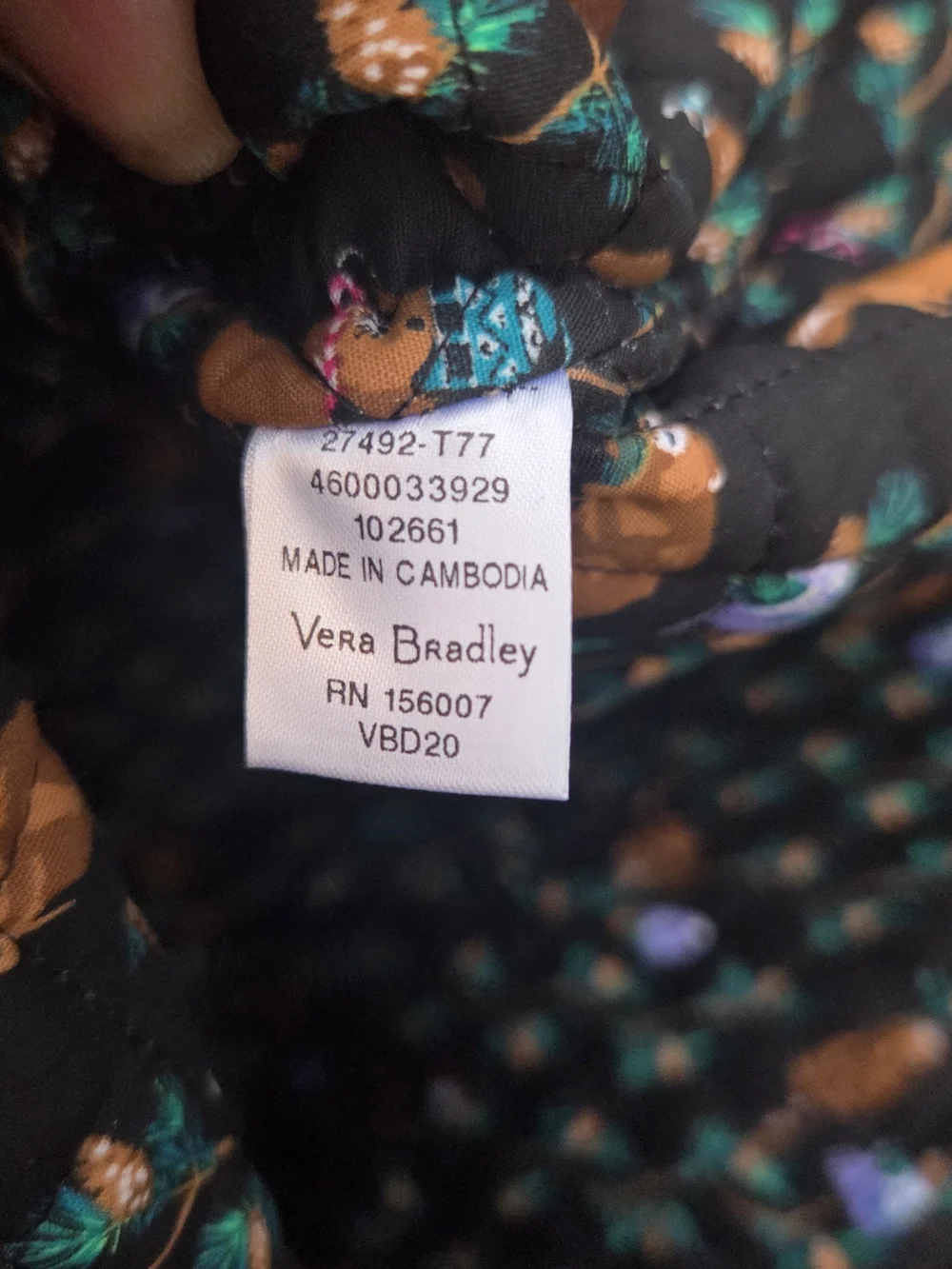 Vera Bradley Merry Mischief Grand Tote Black Woodland Animal Quilted Bag